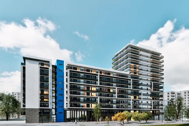 New residential complex with a gym and swimming pool, Barcelona.