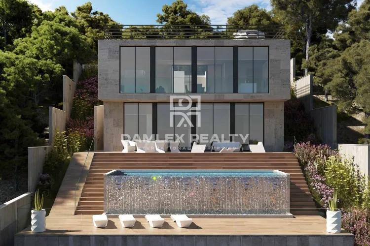 New modern design villa with sea views 30 km from Barcelona